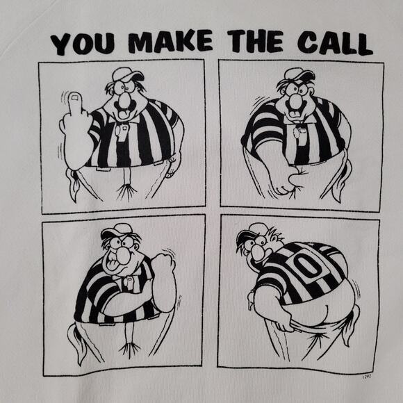 Vintage 90s Funny Referee Sweatshirt XL 23x24 Comic-Strips - Picture 11 of 15